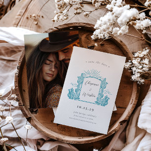 Desert Cactus Western Monogram Save the Date Einladung