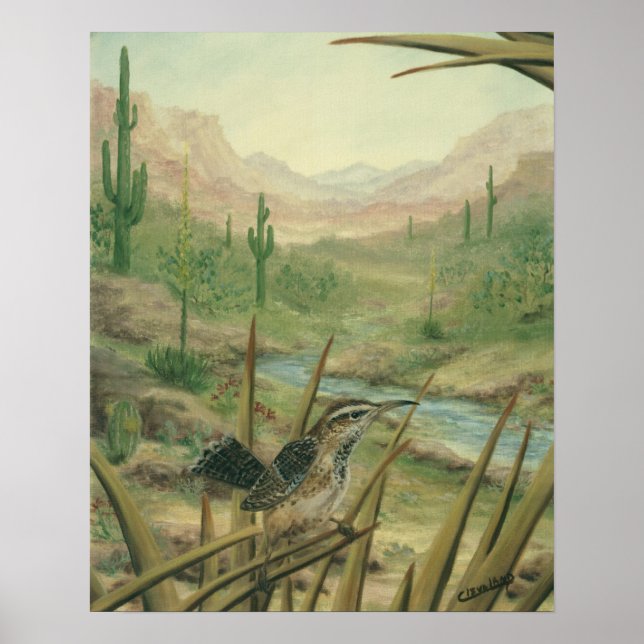 Desert Cactus Wren Poster (Vorne)
