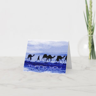 Desert Camel Caravan Blue Danke Note Card