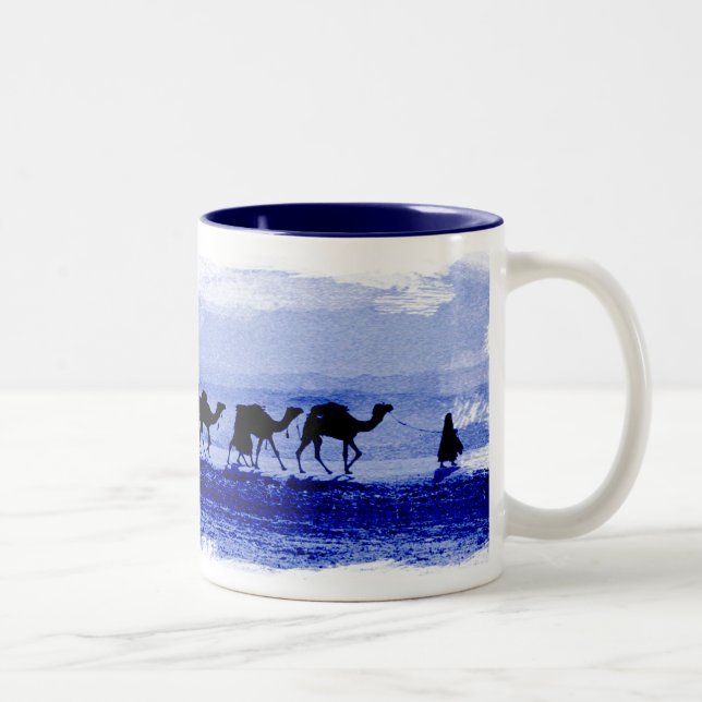 Desert Camel Caravan Sunburst Ceramic Mug Zweifarbige Tasse (Rechts)