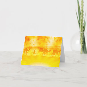 Desert Camel Caravan Sunburst Note Card Karte