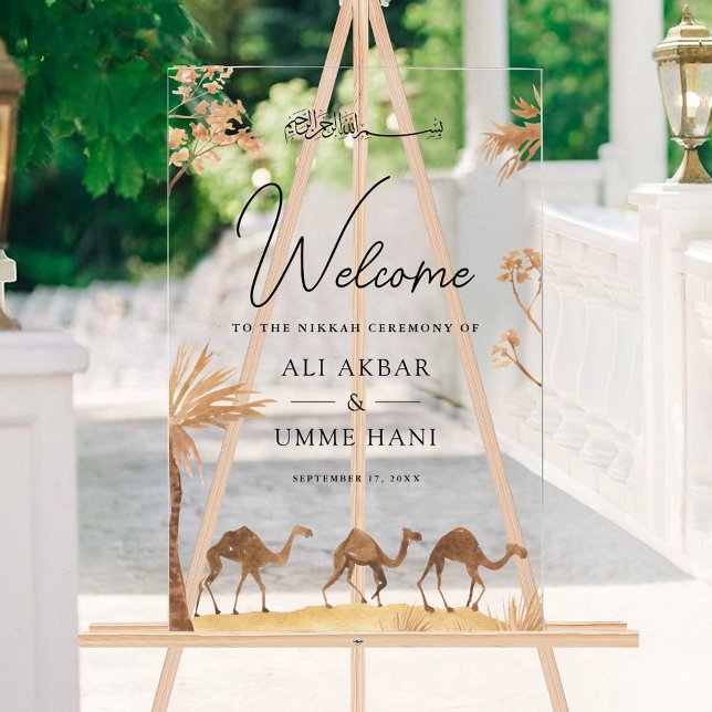 Desert Camel Muslim Wedding Welcome Acrylschild (Von Creator hochgeladen)
