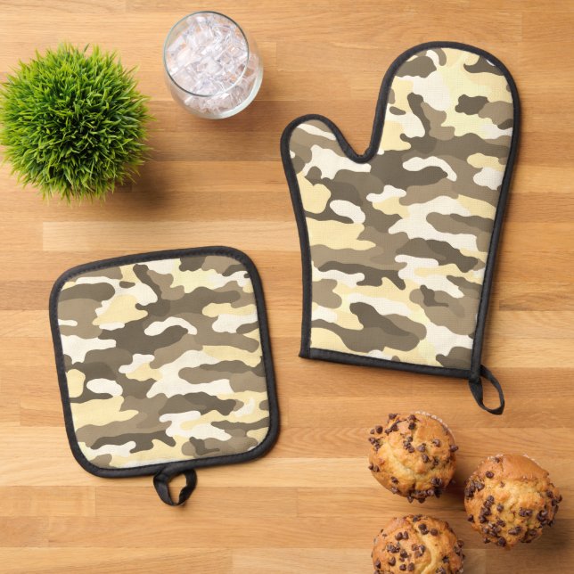Desert Camouflage Ofenhandschuh & Topflappen-Set (Oben Unten)