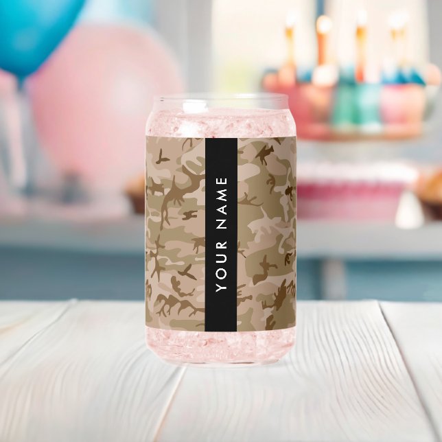 Desert Camouflage Pattern, Ihr Name, Personalisier Dosenglas (Insitu (Baby Party))