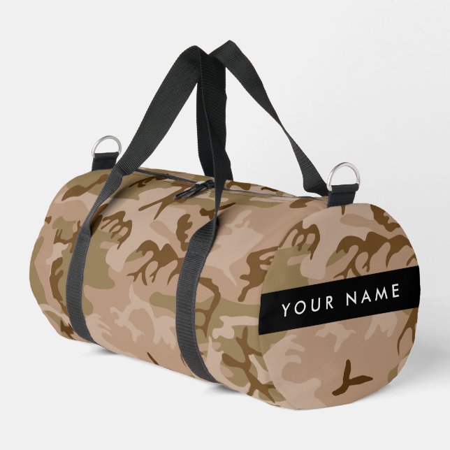 Desert Camouflage Pattern, Ihr Name, Personalisier Duffle Bag (Linke Seite)
