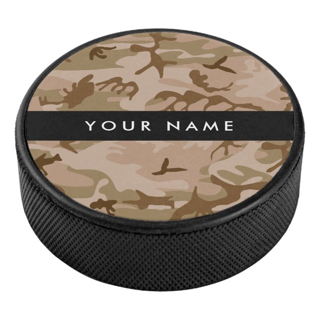 Desert Camouflage Pattern, Ihr Name, Personalisier Eishockey Puck (3/4)