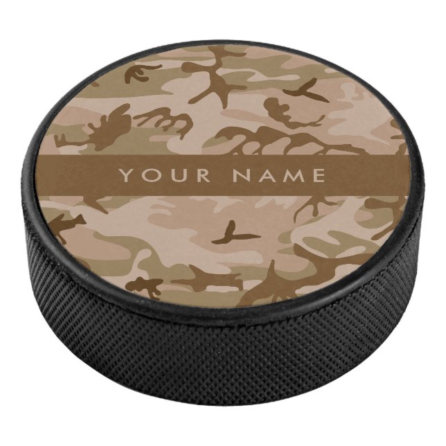 Desert Camouflage Pattern, Ihr Name, Personalisier Eishockey Puck (3/4)