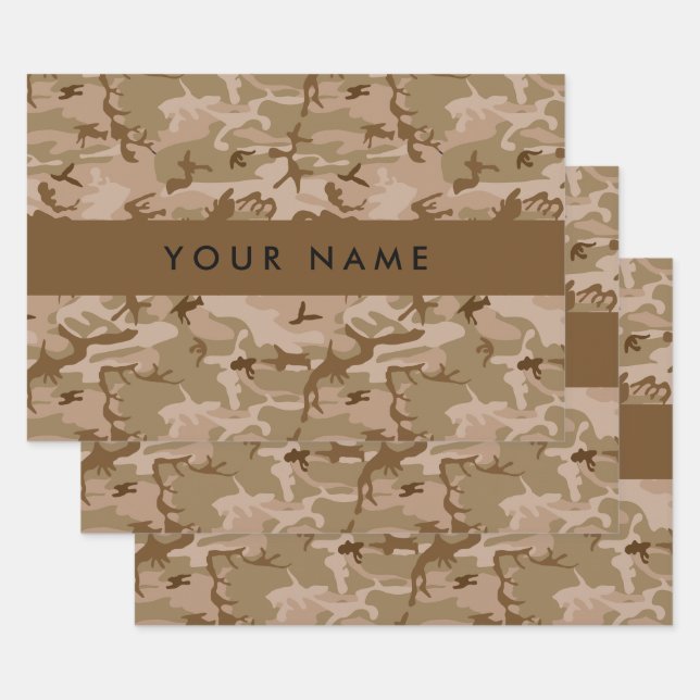 Desert Camouflage Pattern, Ihr Name, Personalisier Geschenkpapier Set (Set)