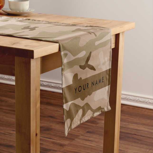 Desert Camouflage Pattern, Ihr Name, Personalisier Kurzer Tischläufer (Beispiel)