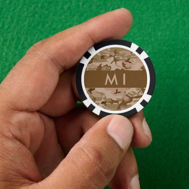 Desert Camouflage Pattern, Ihr Name, Personalisier Pokerchips (Hand)