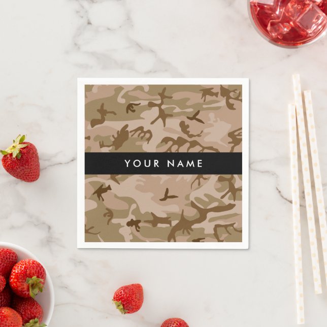 Desert Camouflage Pattern, Ihr Name, Personalisier Serviette (Beispiel)