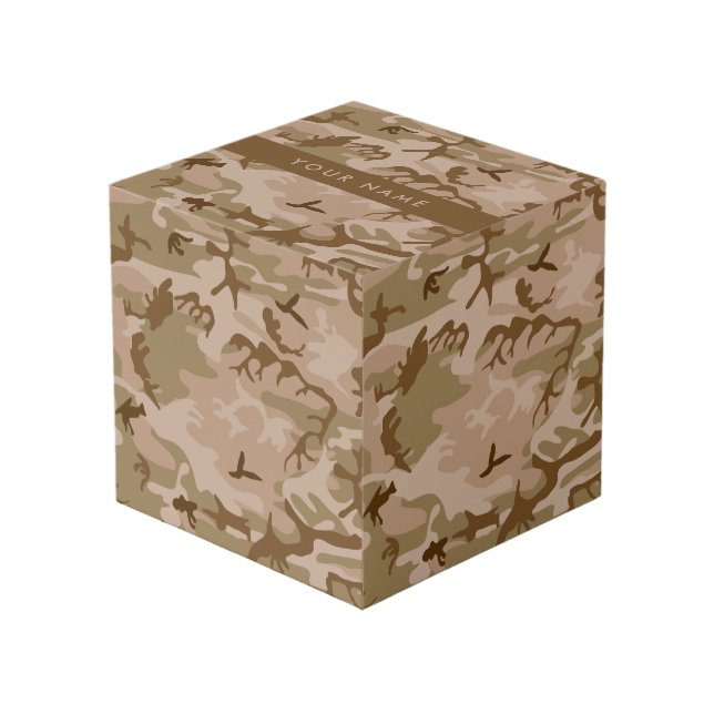 Desert Camouflage Pattern, Ihr Name, Personalisier Würfel (Vorderseite Schrägansicht)
