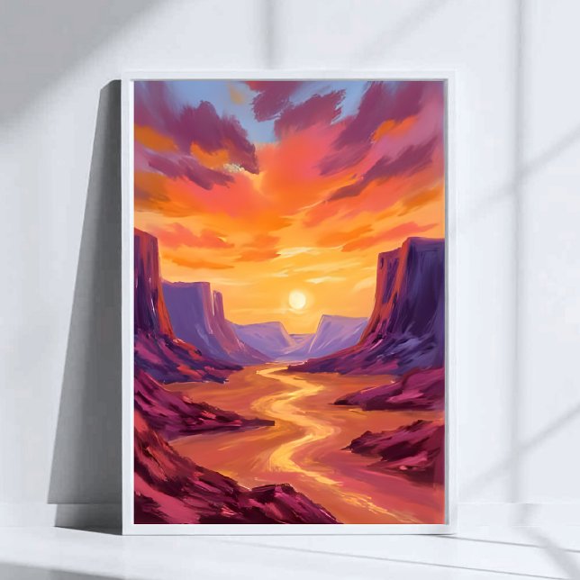 Desert Canyon Sunset | Gelbe Malerei Poster (Von Creator hochgeladen)