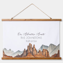 Desert Canyon Unique Watercolor Wedding Gästebuch Wandteppich Mit Holzrahmen