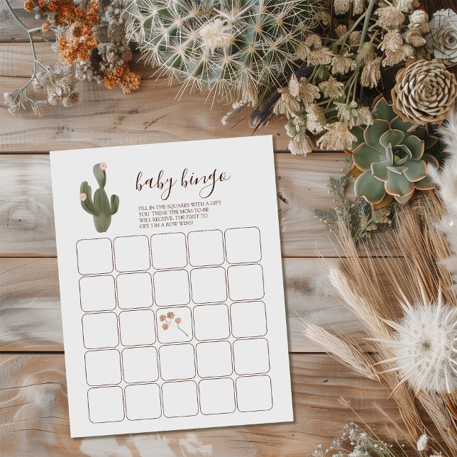 Desert Chic Baby Bingo Notizblock (Let us take the prickles out of your party planning with this “sand-tastic” desert chic design.)