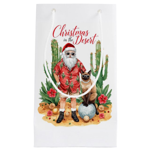 Desert Christmas with Cactus Santa Claus  Kleine Geschenktüte (Vorderseite)