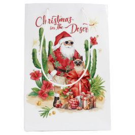 Desert Christmas with Cactus Santa Claus Mittlere Geschenktüte