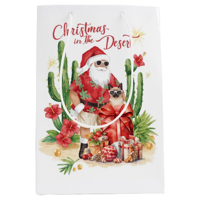 Desert Christmas with Cactus Santa Claus  Mittlere Geschenktüte (Vorderseite)