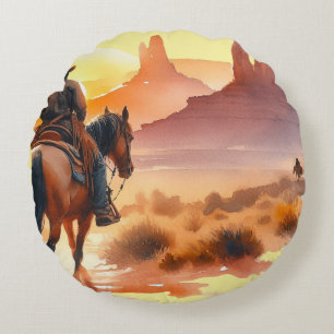 Desert Cowboy Rundes Kissen