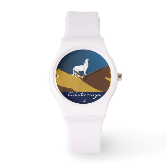 Desert Coyote Howling Thunder_Cove Armbanduhr (Vorderseite)