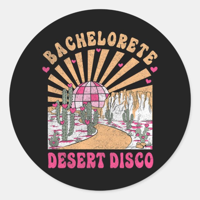 Desert Disco Bride Squad Brautparty Bachelorette Runder Aufkleber (Vorderseite)