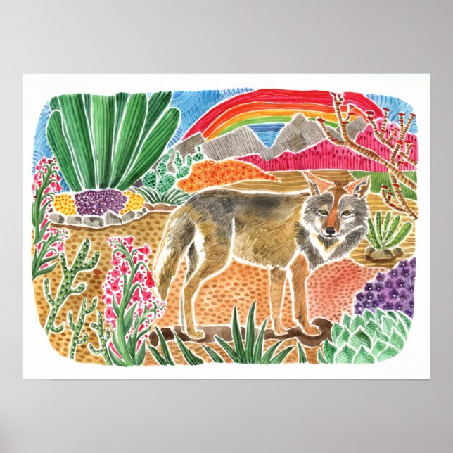 Desert Dreamer Coyote Landscape Poster (Vorne)