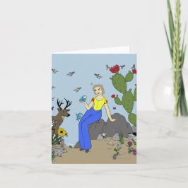 Desert Girl and Animals Karte