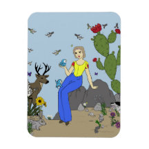 Desert Girl and Animals magnet