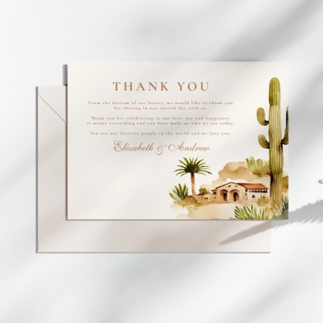 Desert Hacienda Wedding Style Dankeskarte (Von Creator hochgeladen)