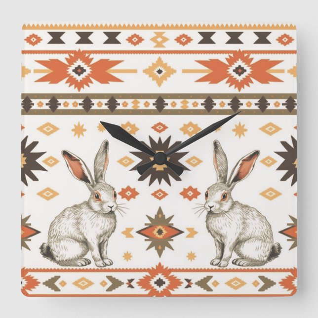 Desert Hares Quadratische Wanduhr (Vorderseite)