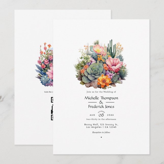 Desert Hues Floral Wedding Einladung (Vorne/Hinten)