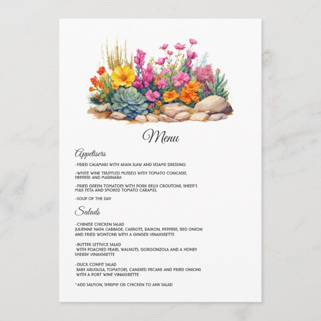 Desert Hues Floral Wedding Menükarte (Vorderseite)