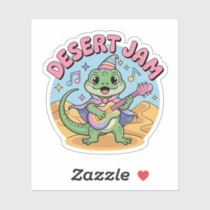 Desert Jam Lizard Playing Keytar Aufkleber
