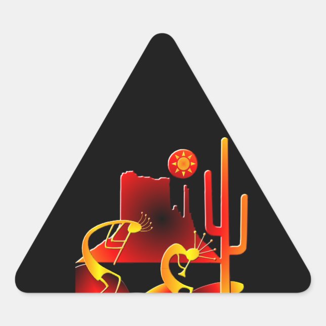 Desert Kokopelli Dreieckiger Aufkleber (Vorderseite)