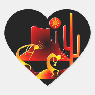 Desert Kokopelli Herz-Aufkleber