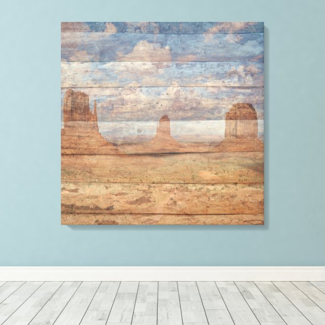 Desert Landscape Sandstone Buttes And Heavenly Sky Leinwanddruck (Insitu (Holzboden))