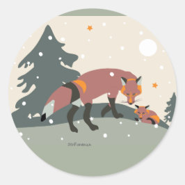 Desert Life-Fox-Aufkleber für Pakete Runder Aufkleber