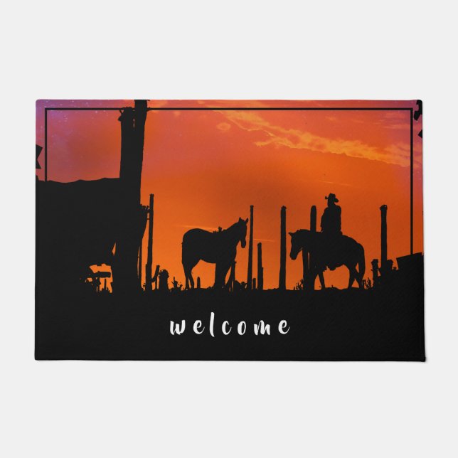 DESERT LIGHTS COWBOY TRAIL DOORMAT FUßMATTE (Vorderseite)