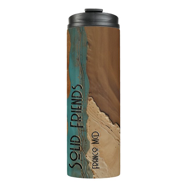 Desert Mirage Dune Oasis Earthy Bronze Text Thermosbecher (Vorderseite)