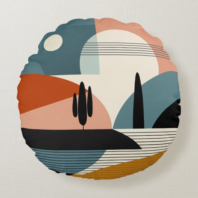 Desert Mirage Rundes Kissen (Vorderseite)