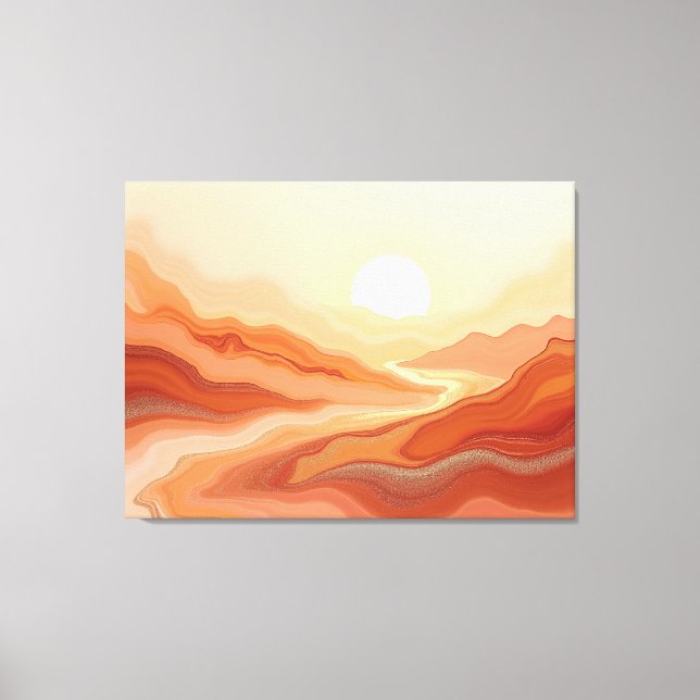 Desert Mirage – Warm Earth Fluid 40"x32" Abstract  Leinwanddruck (Vorderseite)