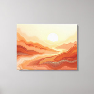 Desert Mirage – Warme Erde Fluid 24"x18" Abstrakt Leinwanddruck