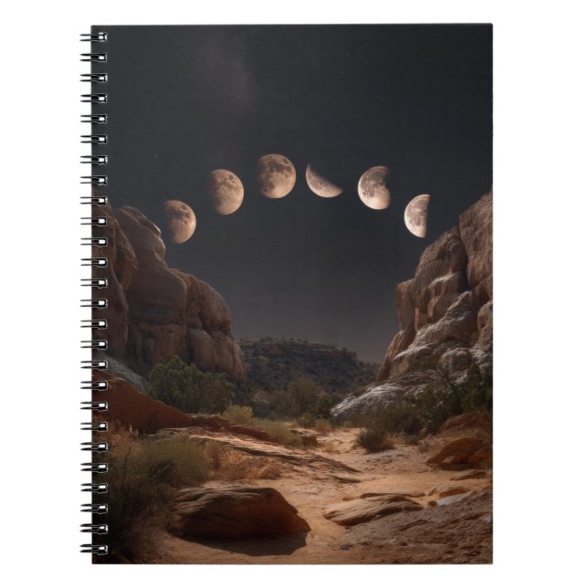 Desert Moon Phases Night Notebook Notizblock (Vorderseite)