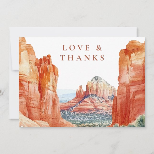 Desert Mountain Wedding Photo Thank You Card Dankeskarte (Vorderseite)