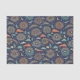 Desert Night Fireworks Celebration Pattern Seidenpapier