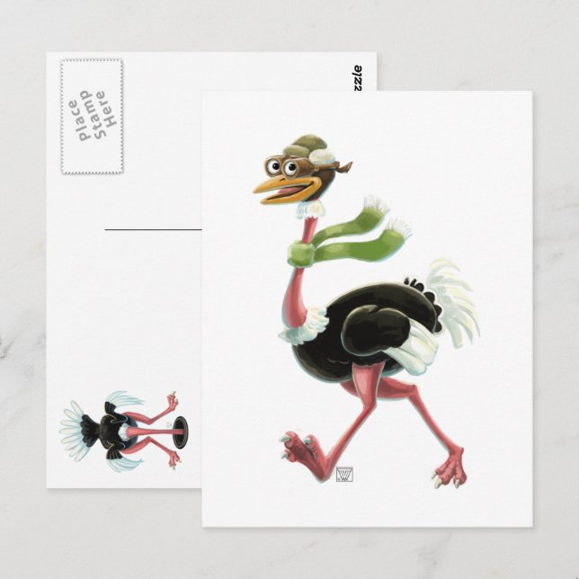 Desert Ostrich Runner Postkarte (Vorne/Hinten)