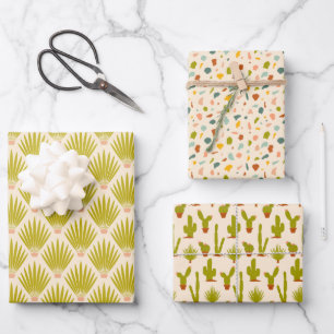 Desert Palm Botanicals, Cacti and Terrazzo - Creme Geschenkpapier Set