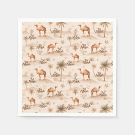 Desert Palms & Camels Napkins – Brown Theme Serviette