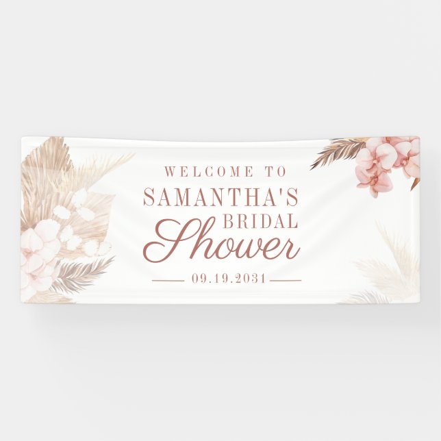 Desert Pampas Grass Boho Brautparty Banner (Horizontal)