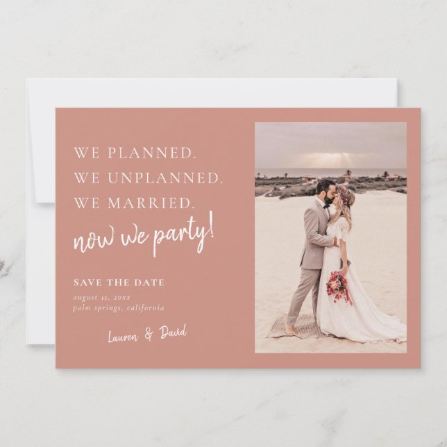 Desert Pink Post Wedding Update Save the Date (Vorderseite)